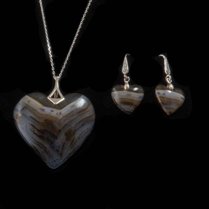 Montana Moss Agate Heart Set