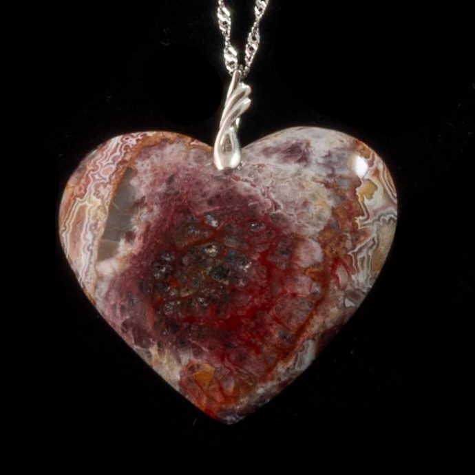 Mexican Crazy Lace Agate Heart Pendant