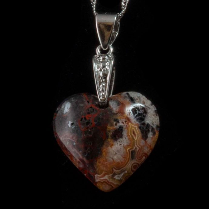 Mexican Crazy Lace Agate Heart Pendant