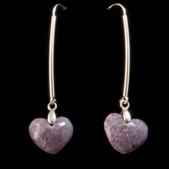 Lepidolite Heart Earrings