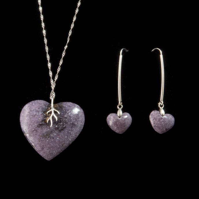 Lepidolite Heart Set