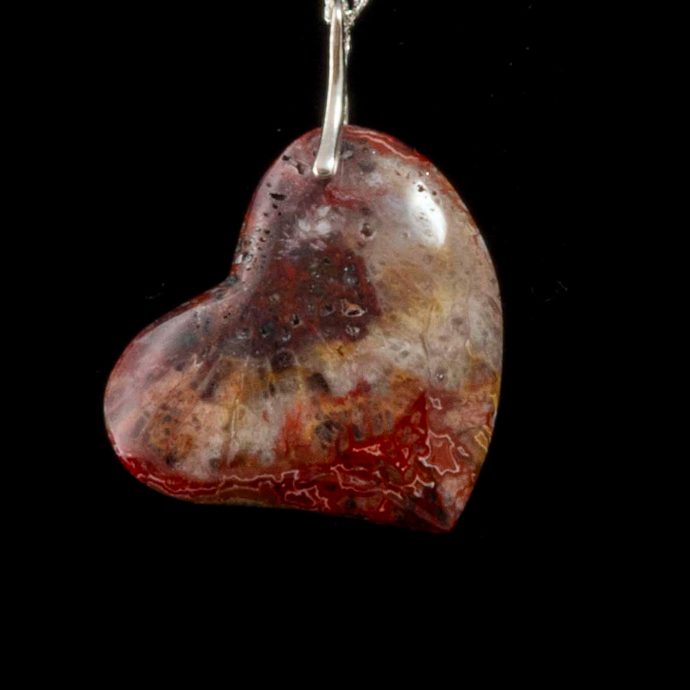 Mexican Crazy Lace Agate Tipsy Heart Pendant