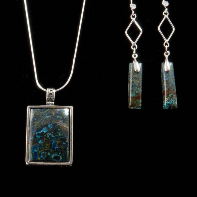 Shattuckite Necklace & Earring Set